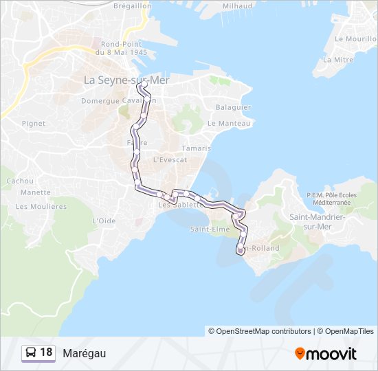Plan de la ligne 18 de bus