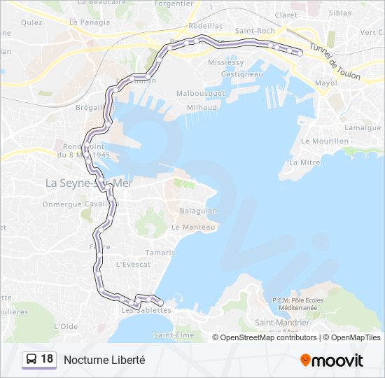 Plan de la ligne 18 de bus