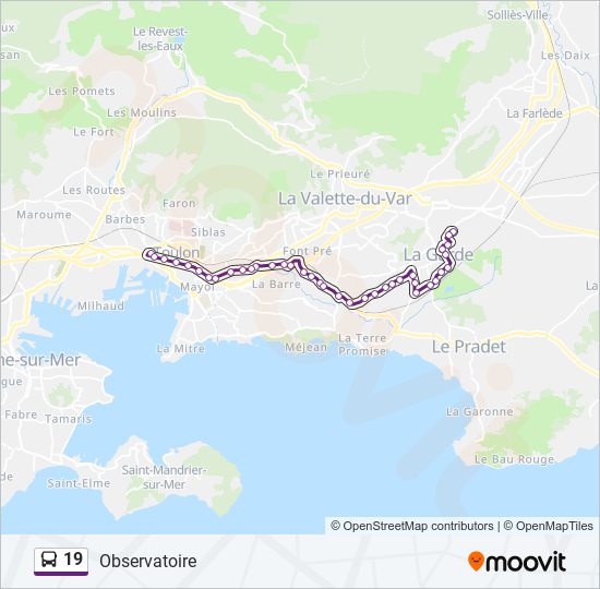 Plan de la ligne 19 de bus