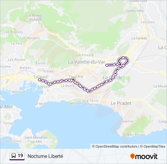 Plan de la ligne 19 de bus