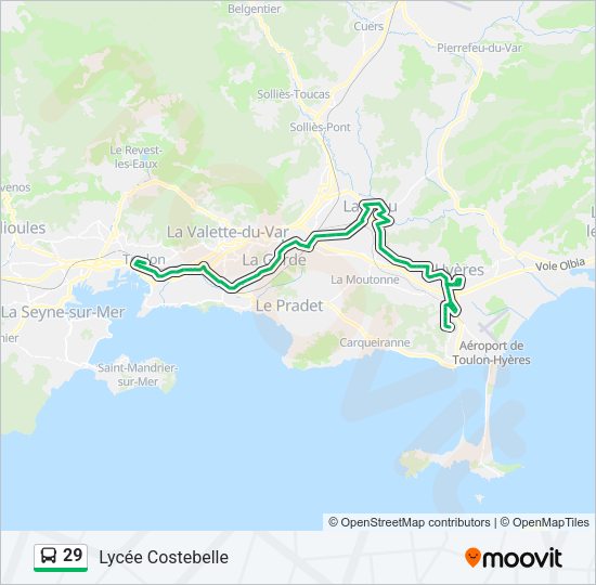Plan de la ligne 29 de bus