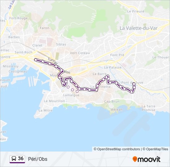 Mapa de 36 de autobús