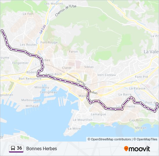 Mapa de 36 de autobús