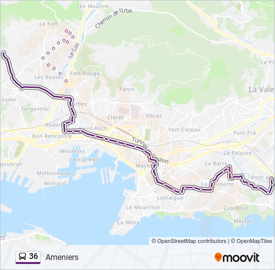 Plan de la ligne 36 de bus