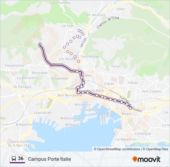 Mapa de 36 de autobús