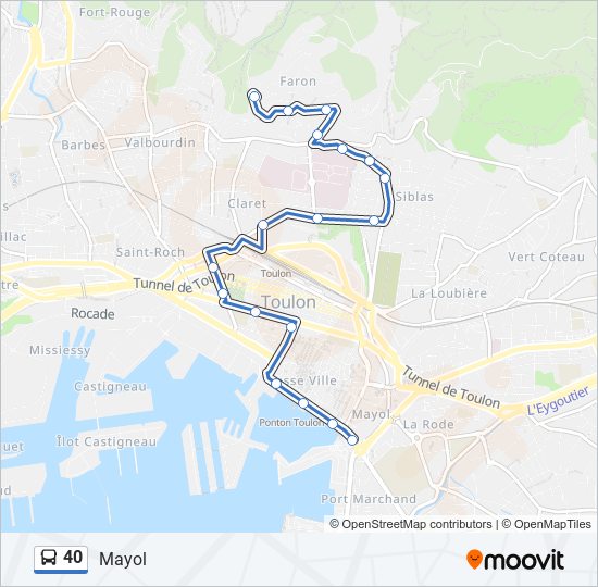 Plan de la ligne 40 de bus