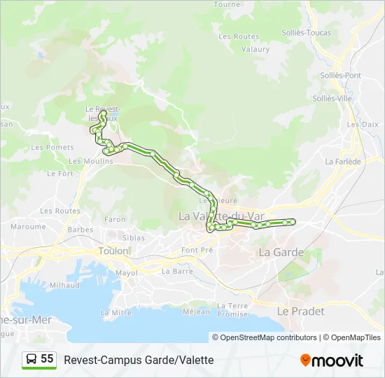 55 Bus Line Map