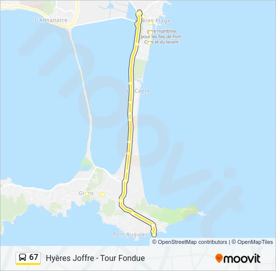 67 Bus Line Map