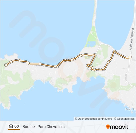Plan de la ligne 68 de bus