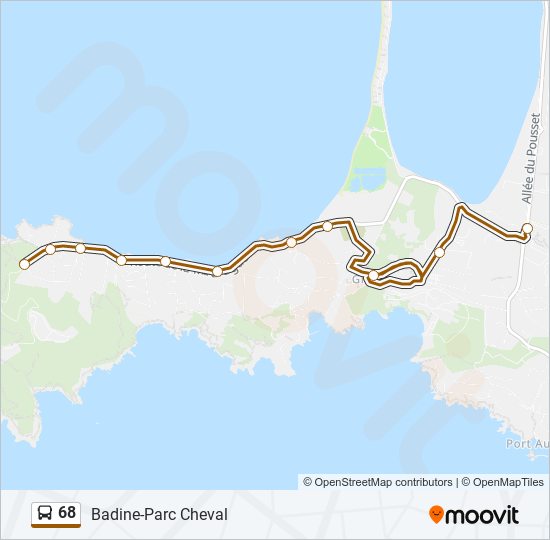 Plan de la ligne 68 de bus