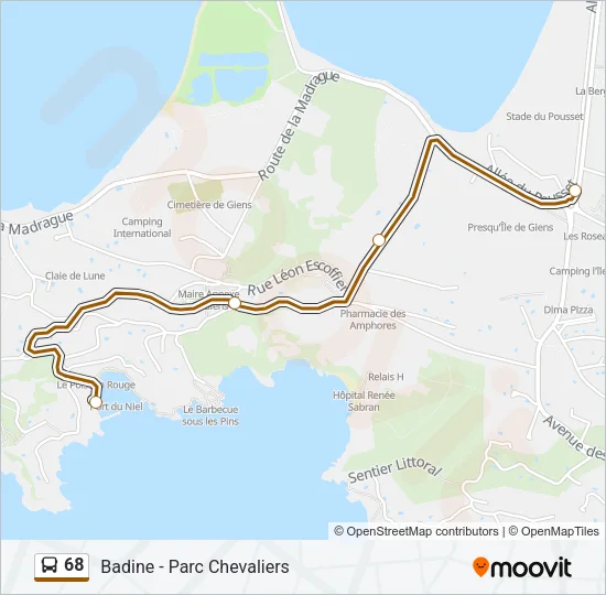 68 Bus Line Map
