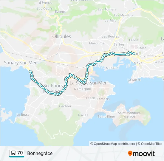70 Bus Line Map