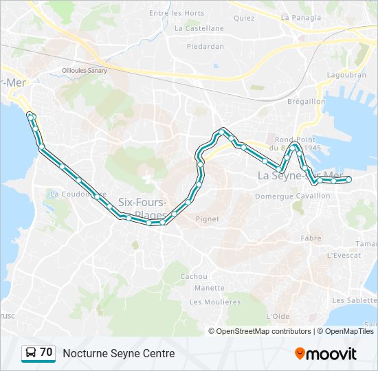 Plan de la ligne 70 de bus