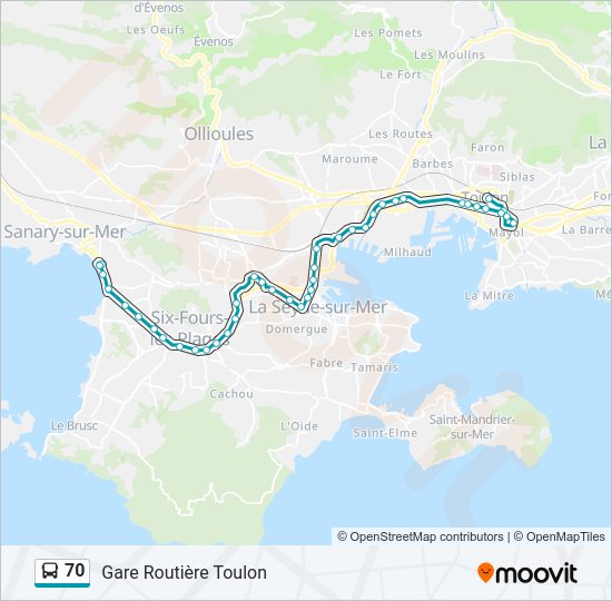 Plan de la ligne 70 de bus