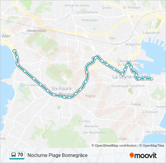 70 Bus Line Map