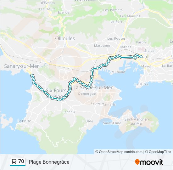 Plan de la ligne 70 de bus