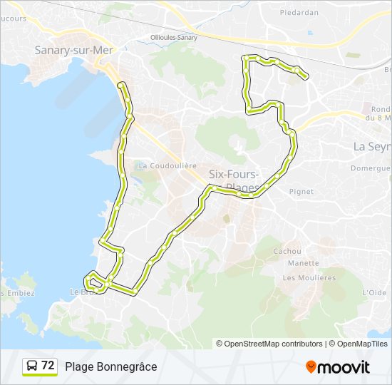 Plan de la ligne 72 de bus