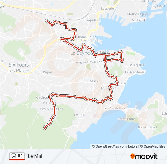 Plan de la ligne 81 de bus