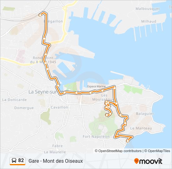 Plan de la ligne 82 de bus