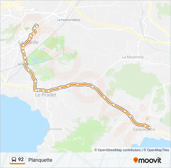 92 Bus Line Map