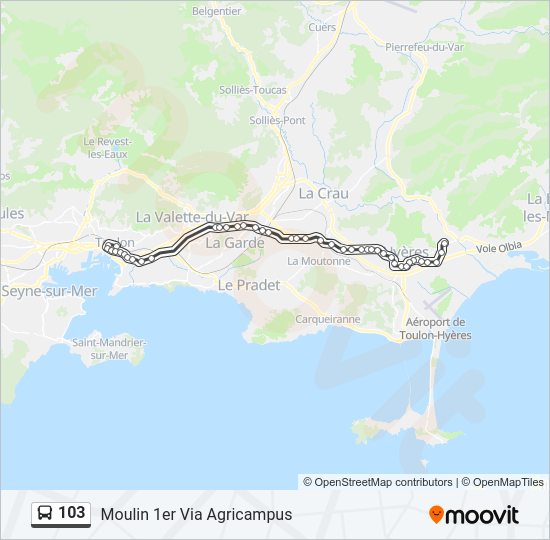Plan de la ligne 103 de bus
