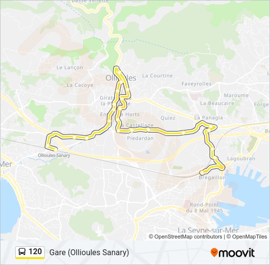 Plan de la ligne 120 de bus