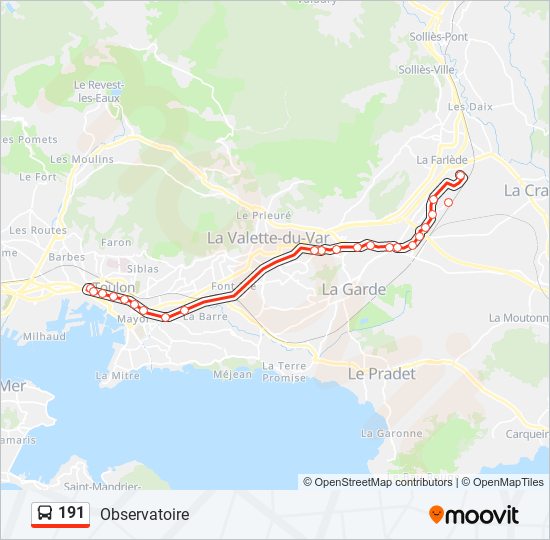 Plan de la ligne 191 de bus