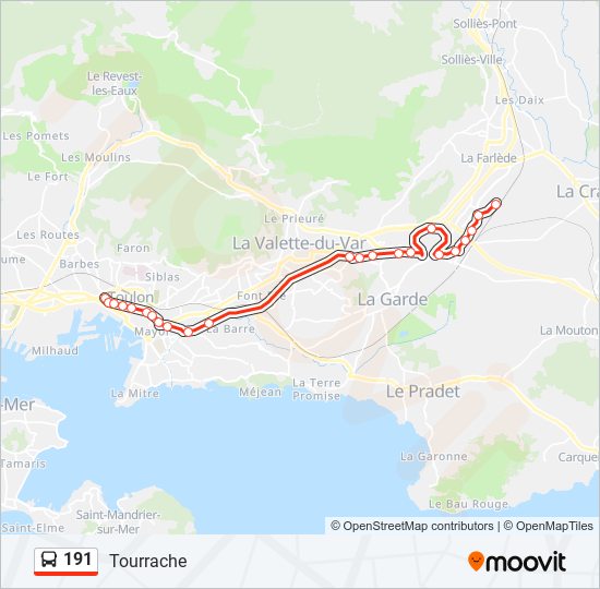 Mapa de 191 de autobús