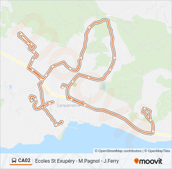 Plan de la ligne CA02 de bus