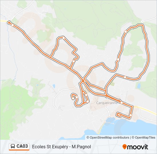 Plan de la ligne CA03 de bus