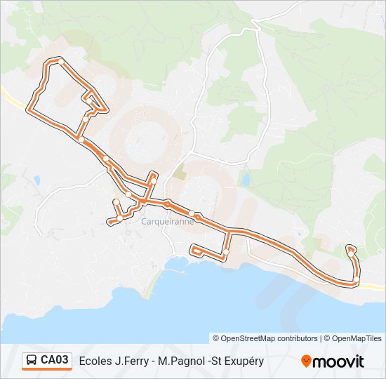 Plan de la ligne CA03 de bus