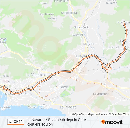 Plan de la ligne CR11 de bus