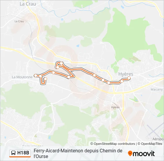 H18B Bus Line Map