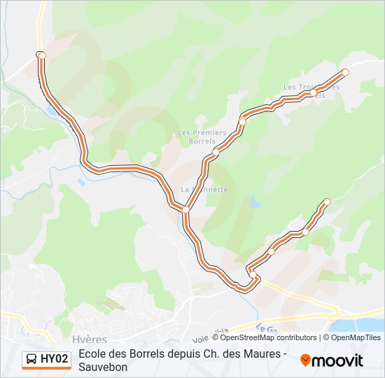 Plan de la ligne HY02 de bus