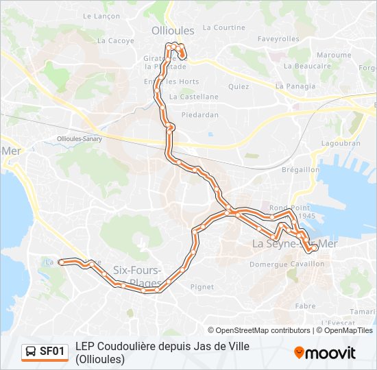 Plan de la ligne SF01 de bus