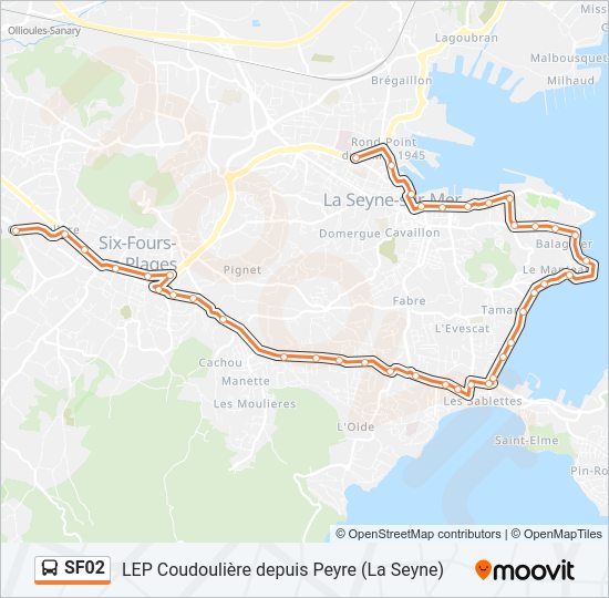 Plan de la ligne SF02 de bus