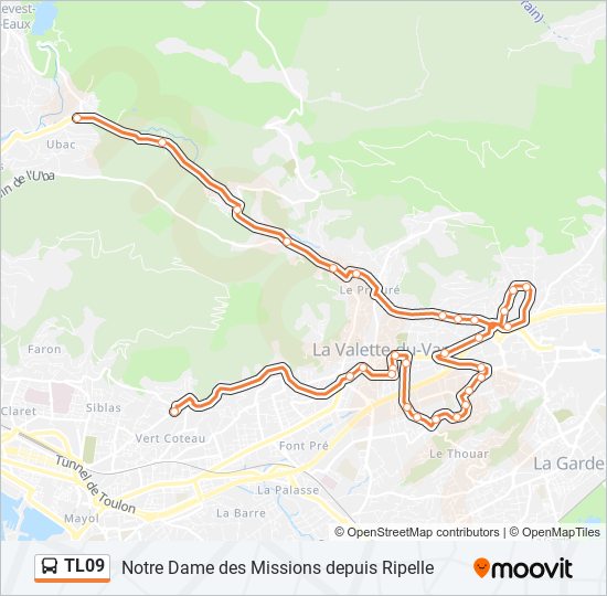 Mapa de TL09 de autobús