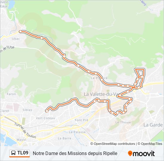 Mapa de TL09 de autobús