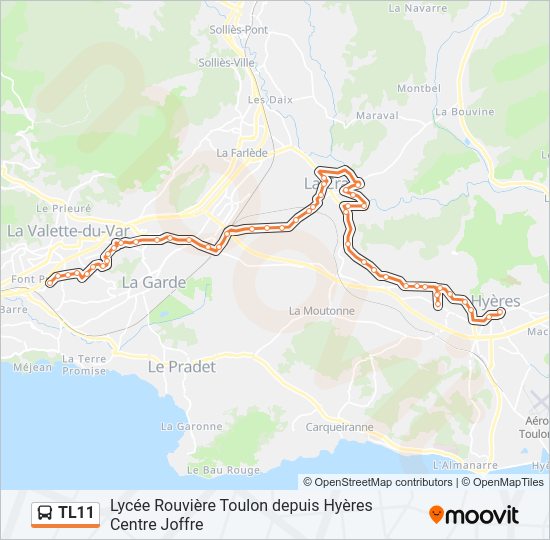 Plan de la ligne TL11 de bus