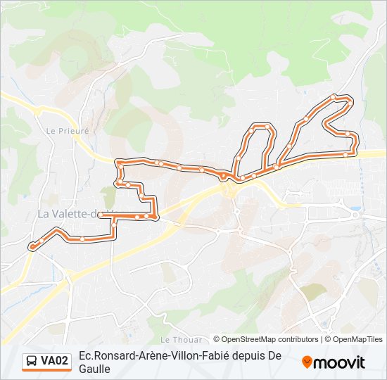 Plan de la ligne VA02 de bus