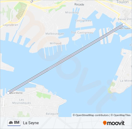 Plan de la ligne 8M de ferry