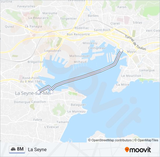 Plan de la ligne 8M de ferry