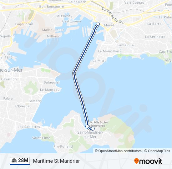 Plan de la ligne 28M de ferry