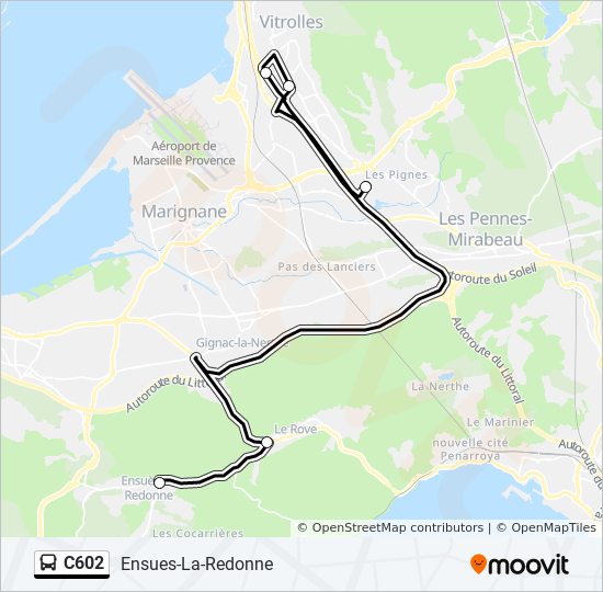 Plan de la ligne C602 de bus