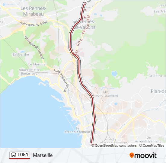 L051 Itineraire Horaires Arrets Plan Marseille