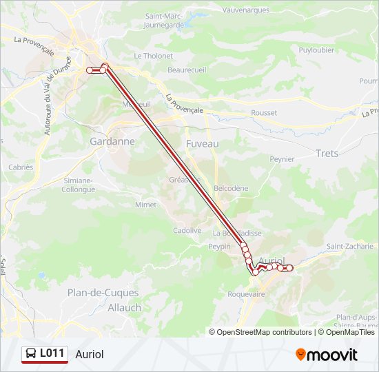 Plan de la ligne L011 de bus