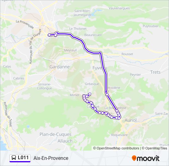 Plan de la ligne L011 de bus