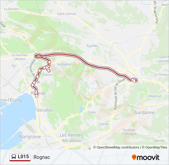 Plan de la ligne L015 de bus