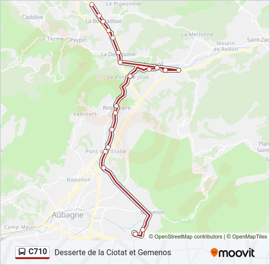 Plan de la ligne C710 de bus