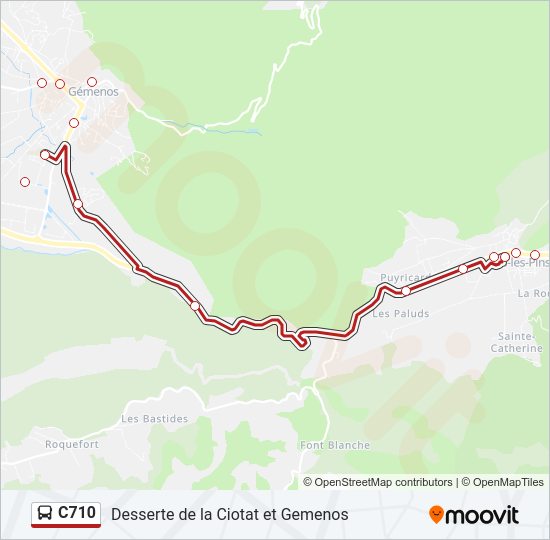 Plan de la ligne C710 de bus